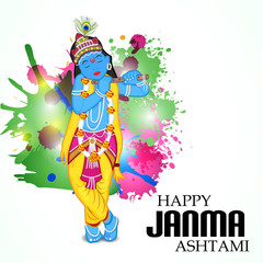 Naklejka premium Happy Krishna Janmashtami.