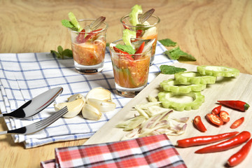 shrimps in fish sauce spicy,Thai food.