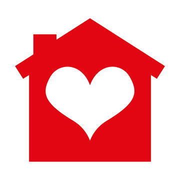 house silhouette heart isolated icon