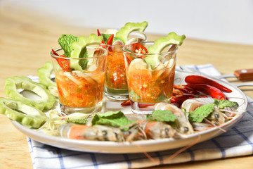 shrimps in fish sauce spicy,Thai food.