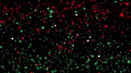 spirited celebratory fireworks from flat confetti particles with main national colors revealing the flag of Libya