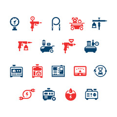 Set icons of electric generator and air compressor