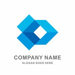 Open Box Geometric Square Shape Vector Logo Template