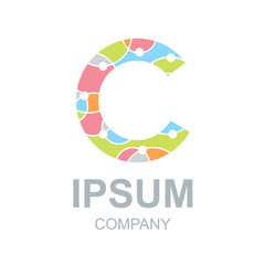 Abstract letter C logo design template,Business,Colorful creative sign,vector icon,lines letters