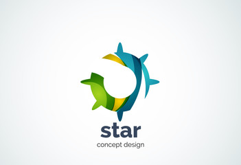 Sun logo template, shining star concept
