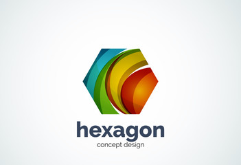 Hexagon logo template, cell concept