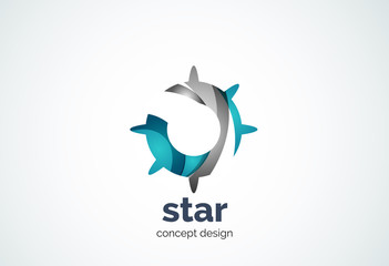 Sun logo template, shining star concept