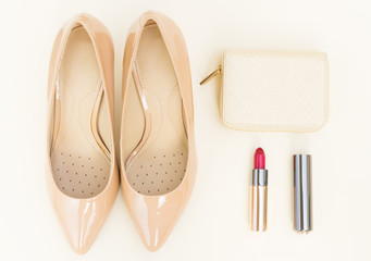 Fototapeta premium Nude colored high heels still life
