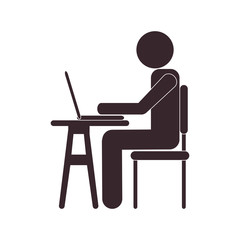 flat design person using laptop icon vector illustration