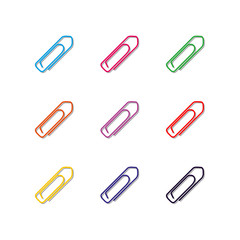 Set of multicolored paper clips, vector illustration.