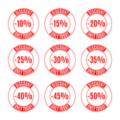 Set of discount labels, vector illustration.