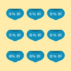 Set of discount labels, vector illustration.