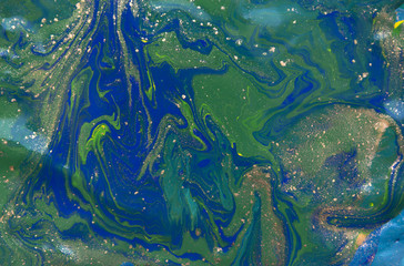 Marbled blue abstract background. Liquid marble pattern. Marbling acrylic texture