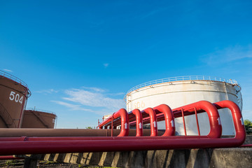 Water and foam line for fire protection system in fuel oil stora