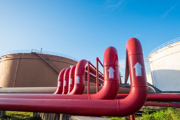 Water and foam line for fire protection system in fuel oil stora
