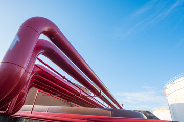 Water and foam line for fire protection system in fuel oil stora