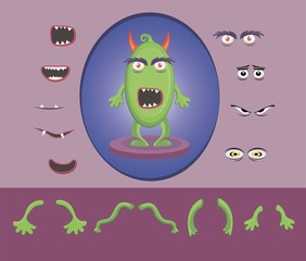 Halloween, monster design attributes,body parts and other details of vector image illustration set for decoration, postcards, posters, stickers, labels and other creative needs.