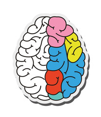 flat design human brain cartoon icon vector illustration