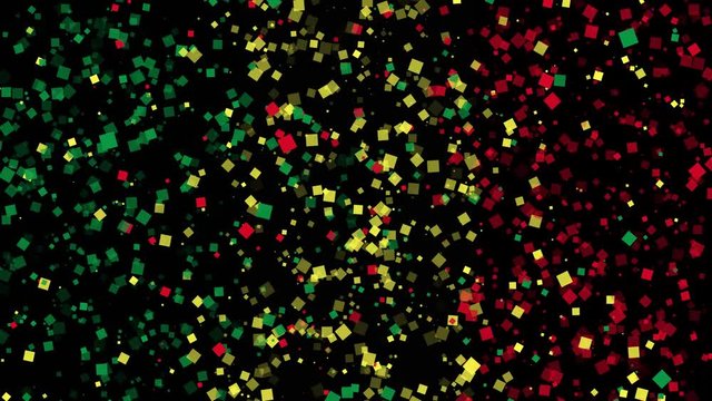 spirited celebratory fireworks from flat confetti particles with main national colors revealing the flag of Senegal