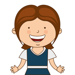 happy girl student uniform isolated