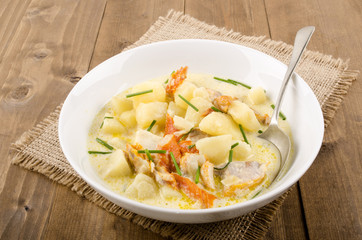 scottish soup cullen skink with haddock, potato and onion