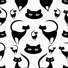 Funny cat expresions. Pattern seamless. 