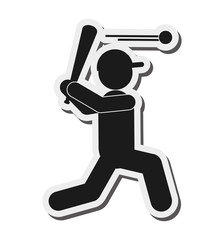 flat design baseball pictogram icon vector illustration