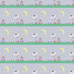 Naklejka premium Seamless patterns with an owls. Flat, for children