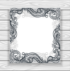 Decorative ornamental frame or border in  Zen-tangle  style black on white