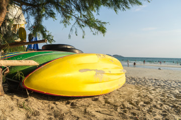 colorful plastic boat on the beach