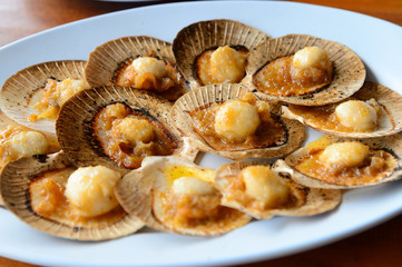 grilled sea scallop in its shell