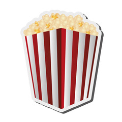 flat design striped popcorn bag icon vector illustration