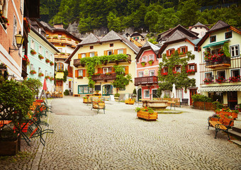 Obraz premium Town square in Hallstatt