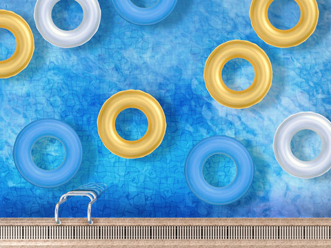 swim rings on pool
