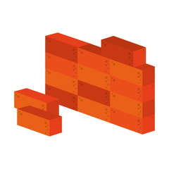 flat design brick wall construction icon vector illustration