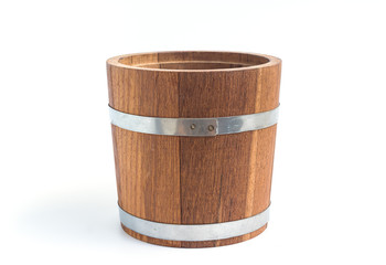 Antique wood bucket on white background © pachaileknettip