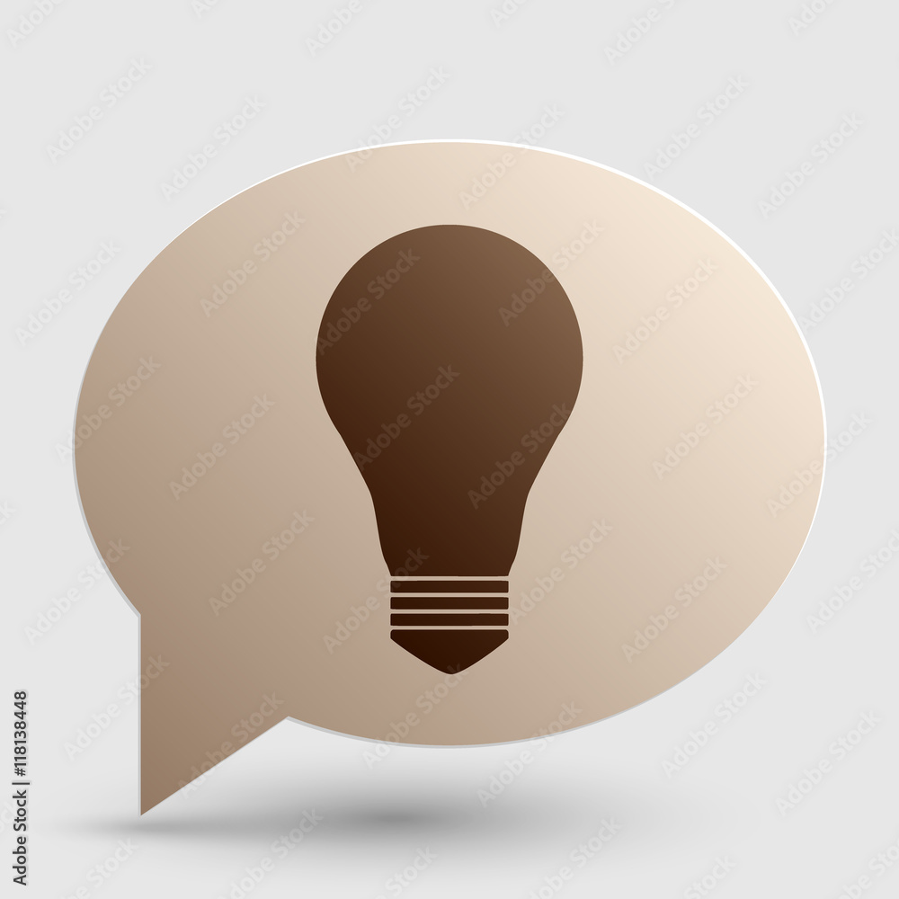 Poster light lamp sign. brown gradient icon on bubble with shadow.