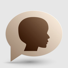 People head sign. Brown gradient icon on bubble with shadow.