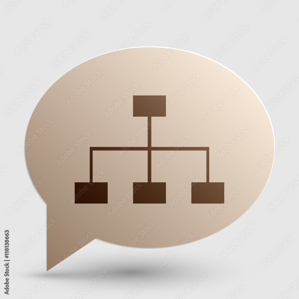 Poster site map sign. brown gradient icon on bubble with shadow.