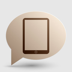 Computer tablet sign. Brown gradient icon on bubble with shadow.