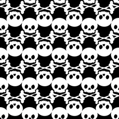 Skeletons on a black background. Halloween pattern.