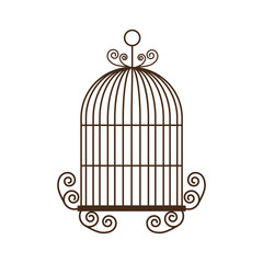 birdcage cage silhouette vintage icon. Isolated and flat illustration, vector