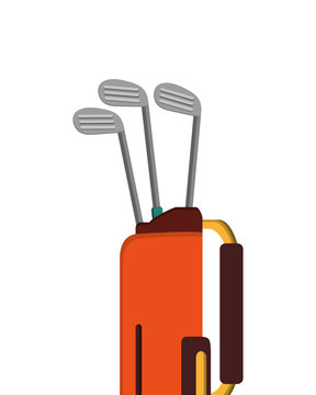 flat design golf bag with clubs icon vector illustration
