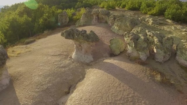 Drone flight over the Rock mushrooms phenomenon near Beli Plast village, Bulgaria