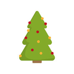 pine tree green cartoon merry christmas celebration icon. Isolated and flat illustration, vector