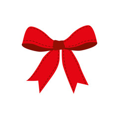 red ribbon bowtie present icon. Isolated and flat illustration, vector