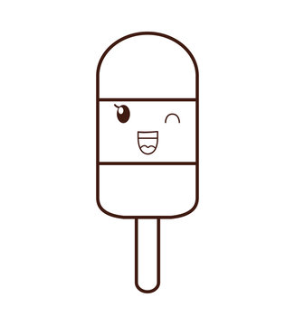 ice cream silhouette kawaii dessert cartoon happy icon. Isolated and flat  illustration, vector Stock Vector | Adobe Stock