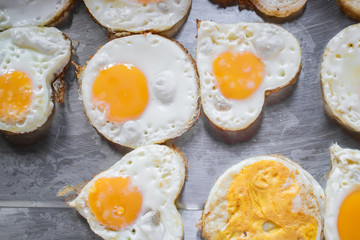 Fried egg in different shapes