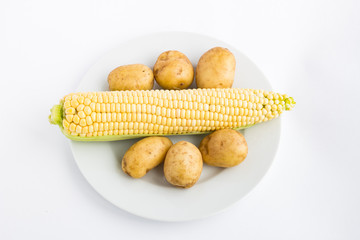 Corn and potato on a plate
