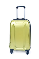 Green hardshell luggage separated on white background